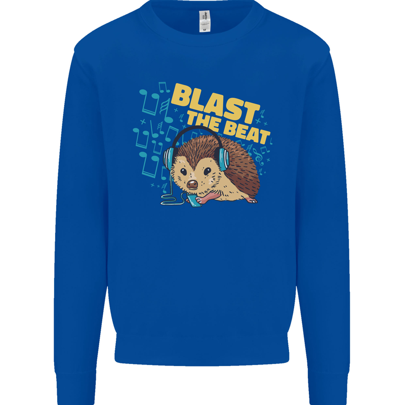 A DJ Hedgehog Headphones Pop Music Mens Sweatshirt Jumper Royal Blue