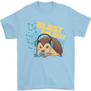 A DJ Hedgehog Headphones Pop Music Mens T-Shirt 100% Cotton Light Blue