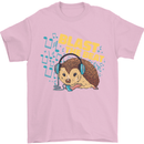 A DJ Hedgehog Headphones Pop Music Mens T-Shirt 100% Cotton Light Pink