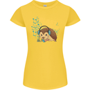 A DJ Hedgehog Headphones Pop Music Womens Petite Cut T-Shirt Yellow