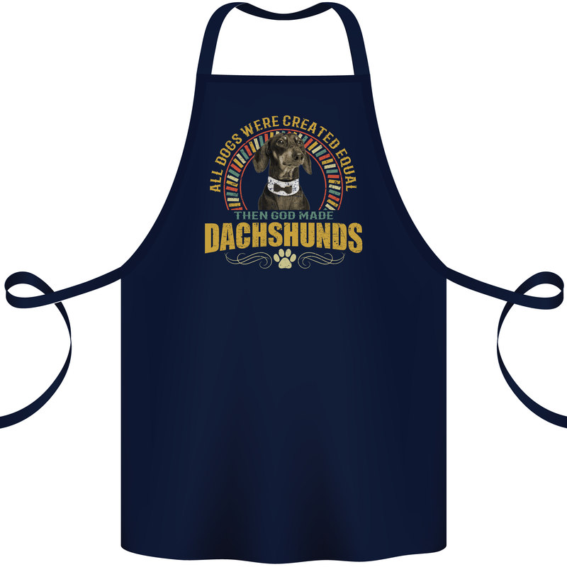 A Dachshund Dog Cotton Apron 100% Organic Navy Blue