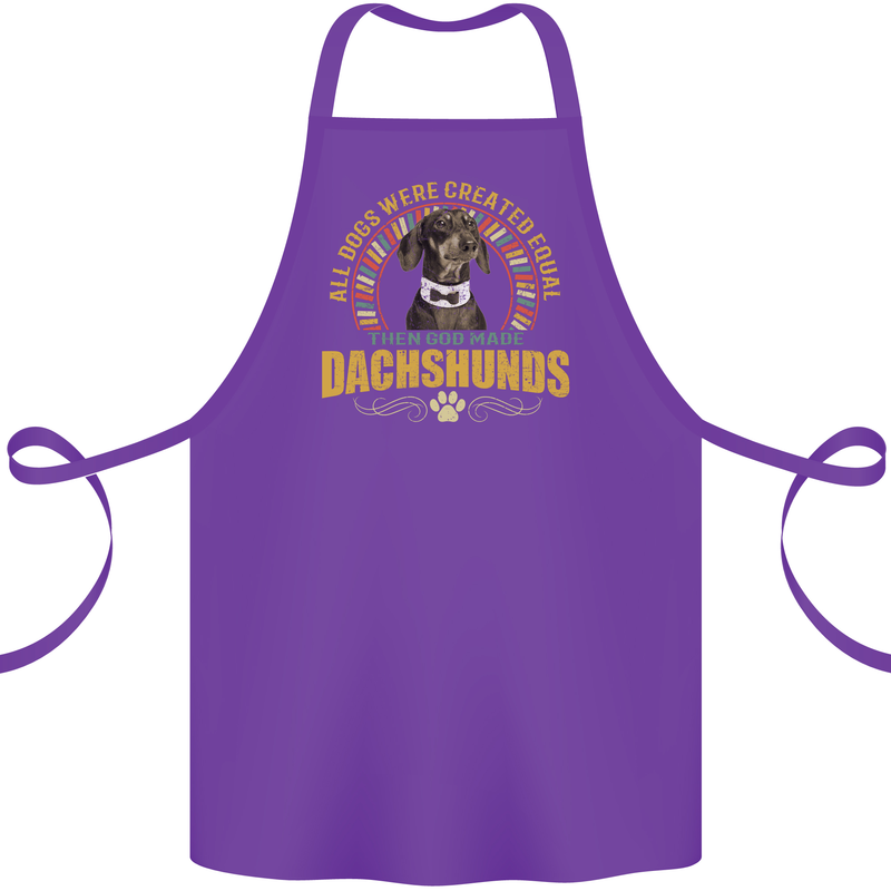 A Dachshund Dog Cotton Apron 100% Organic Purple