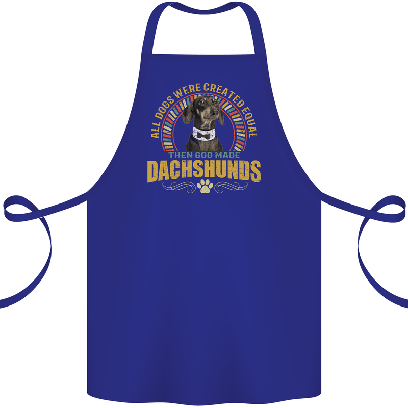 A Dachshund Dog Cotton Apron 100% Organic Royal Blue