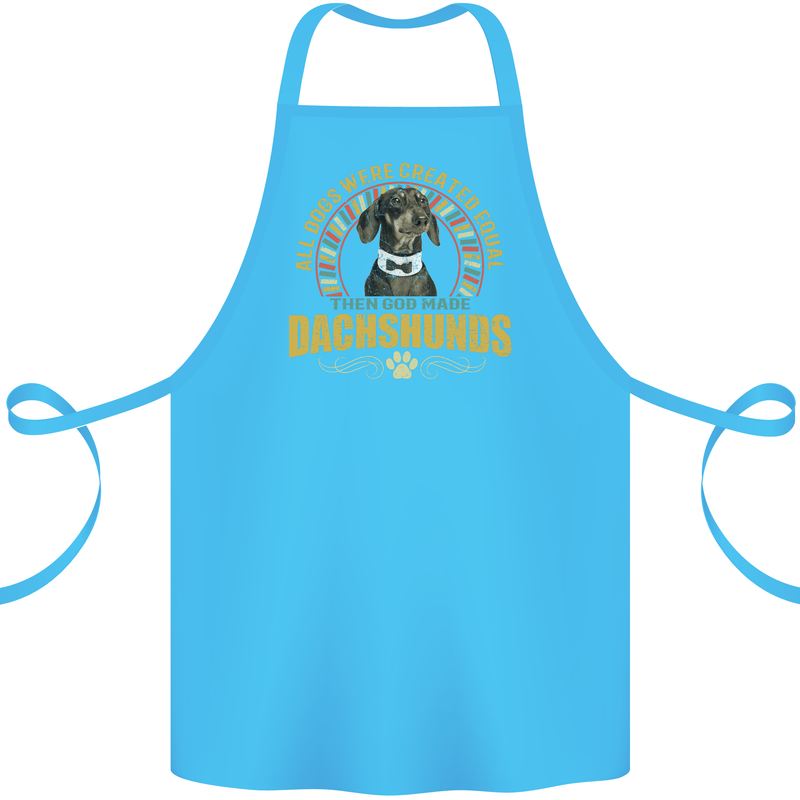 A Dachshund Dog Cotton Apron 100% Organic Turquoise