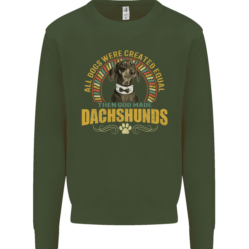 A Dachshund Dog Kids Sweatshirt Jumper Forest Green