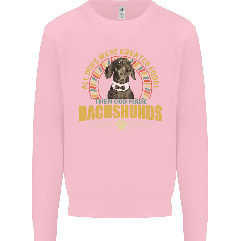 A Dachshund Dog Kids Sweatshirt Jumper Light Pink