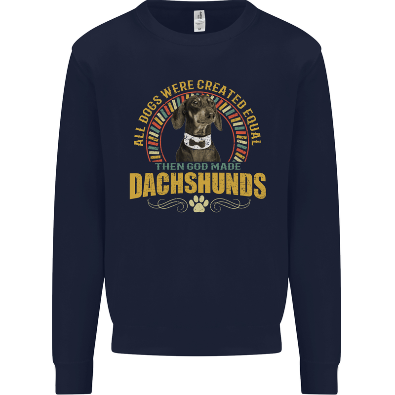 A Dachshund Dog Kids Sweatshirt Jumper Navy Blue