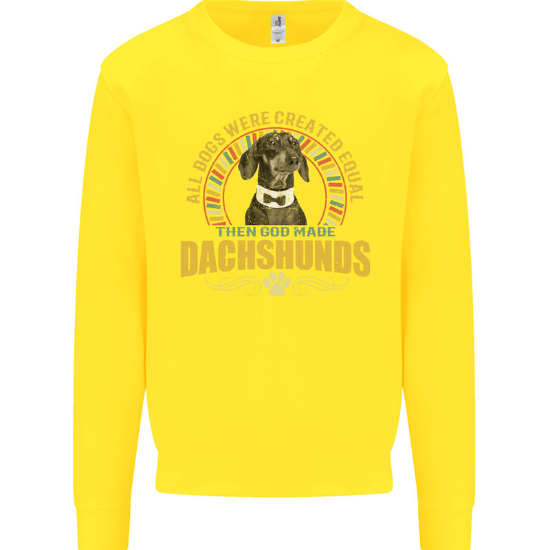 A Dachshund Dog Kids Sweatshirt Jumper Yellow