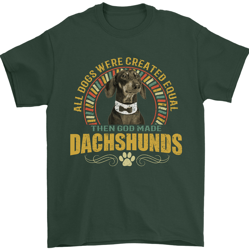 A Dachshund Dog Mens T-Shirt 100% Cotton Forest Green