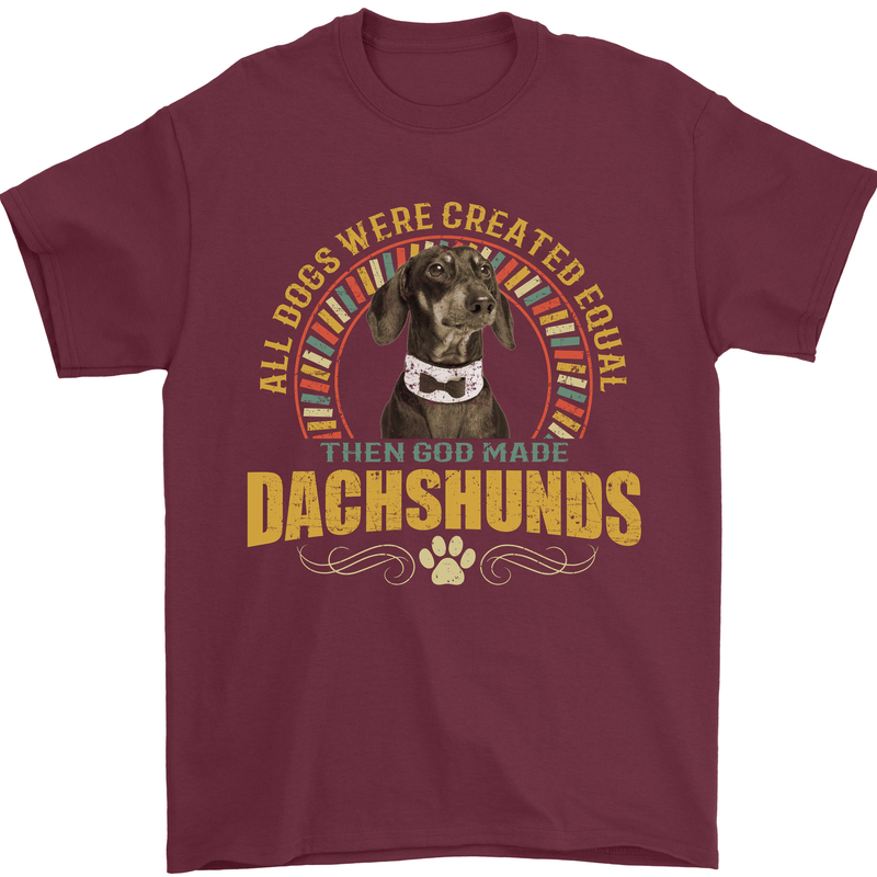 A Dachshund Dog Mens T-Shirt 100% Cotton Maroon