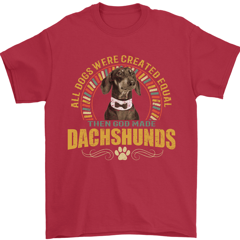 A Dachshund Dog Mens T-Shirt 100% Cotton Red