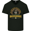 A Dachshund Dog Mens V-Neck Cotton T-Shirt Black