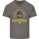 A Dachshund Dog Mens V-Neck Cotton T-Shirt Charcoal