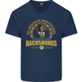A Dachshund Dog Mens V-Neck Cotton T-Shirt Navy Blue
