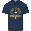 A Dachshund Dog Mens V-Neck Cotton T-Shirt Navy Blue