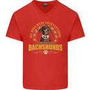 A Dachshund Dog Mens V-Neck Cotton T-Shirt Red