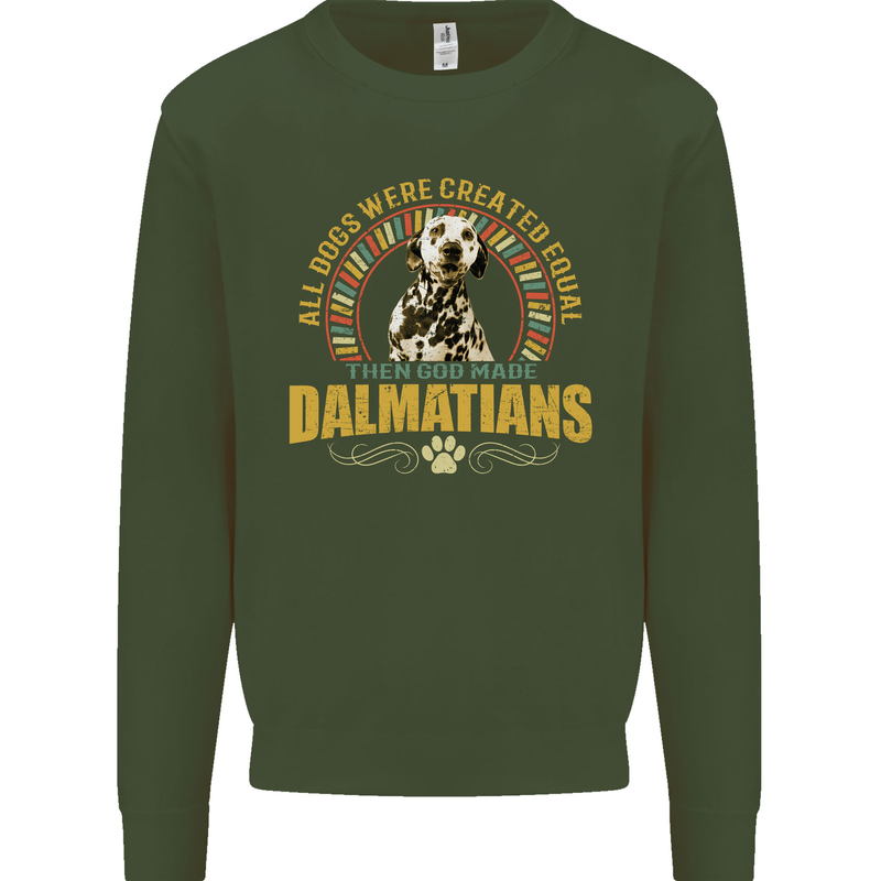 A Dalmatian Dog Kids Sweatshirt Jumper Forest Green