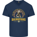 A Dalmatian Dog Mens V-Neck Cotton T-Shirt Navy Blue