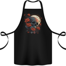 A Dark Fantasy Skull With Roses and Moon Cotton Apron 100% Organic Black