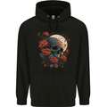A Dark Fantasy Skull With Roses and Moon Mens 80% Cotton Hoodie Black