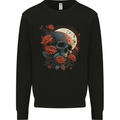 A Dark Fantasy Skull With Roses and Moon Mens Sweatshirt Jumper Black