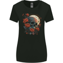 A Dark Fantasy Skull With Roses and Moon Womens Wider Cut T-Shirt Black
