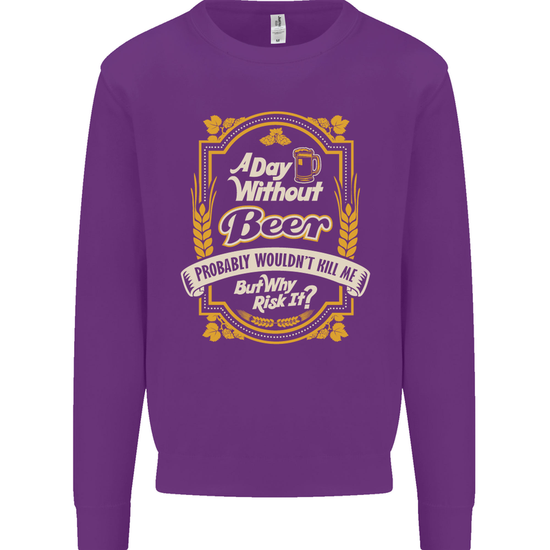 A Day Without Beer? Funny Alcohol Mens Sweatshirt Jumper Purple