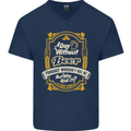 A Day Without Beer? Funny Alcohol Mens V-Neck Cotton T-Shirt Navy Blue