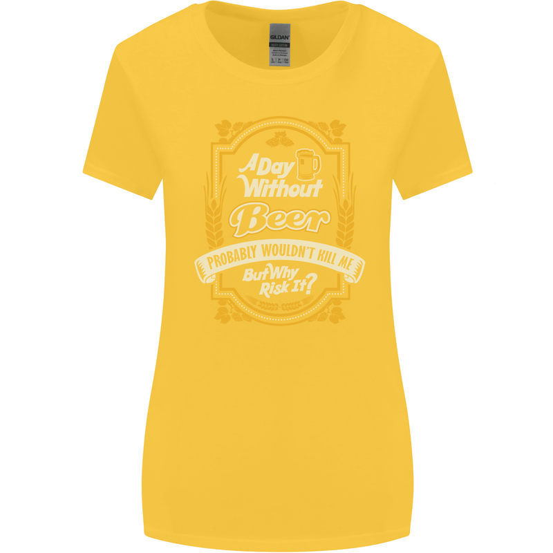 A Day Without Beer? Funny Alcohol Womens Wider Cut T-Shirt Yellow