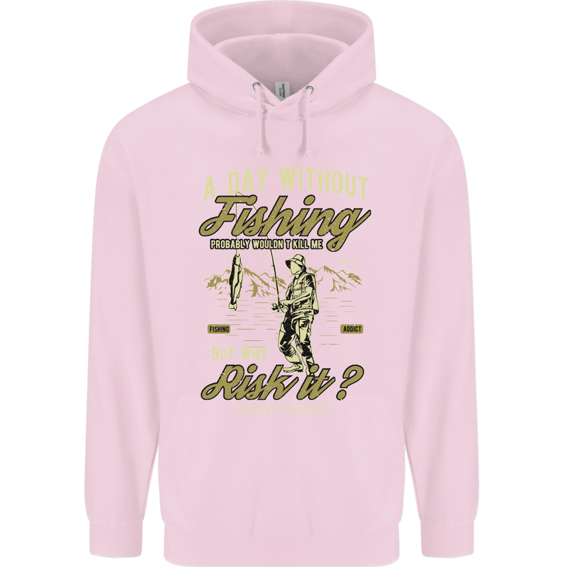 A Day Without Fishing Funny Fisherman Childrens Kids Hoodie Light Pink