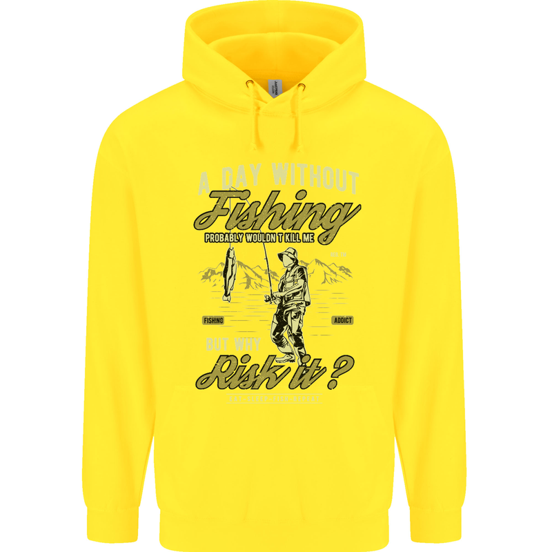 A Day Without Fishing Funny Fisherman Childrens Kids Hoodie Yellow