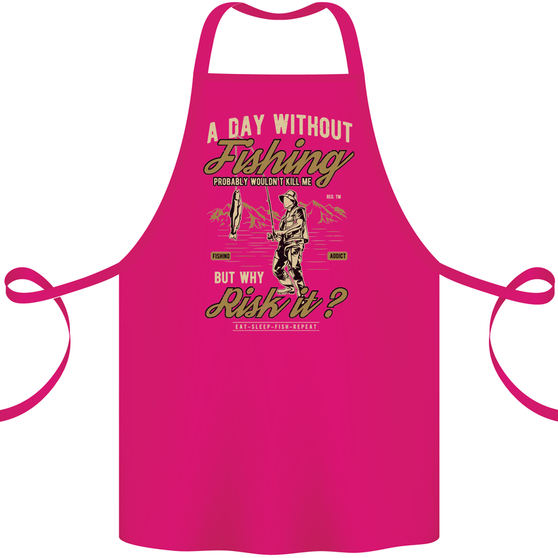 A Day Without Fishing Funny Fisherman Cotton Apron 100% Organic Pink