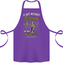 A Day Without Fishing Funny Fisherman Cotton Apron 100% Organic Purple