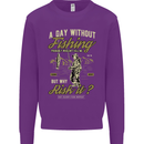 A Day Without Fishing Funny Fisherman Kids Sweatshirt Jumper Purple
