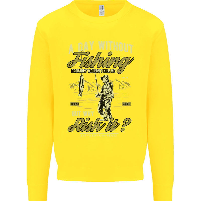 A Day Without Fishing Funny Fisherman Kids Sweatshirt Jumper Yellow