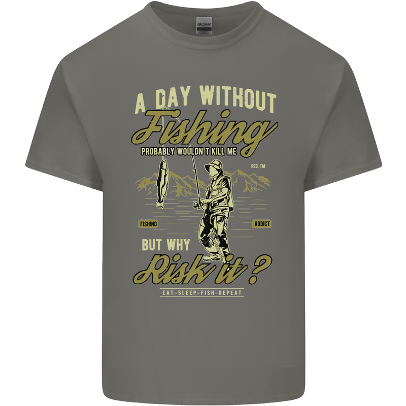 A Day Without Fishing Funny Fisherman Kids T-Shirt Childrens Charcoal