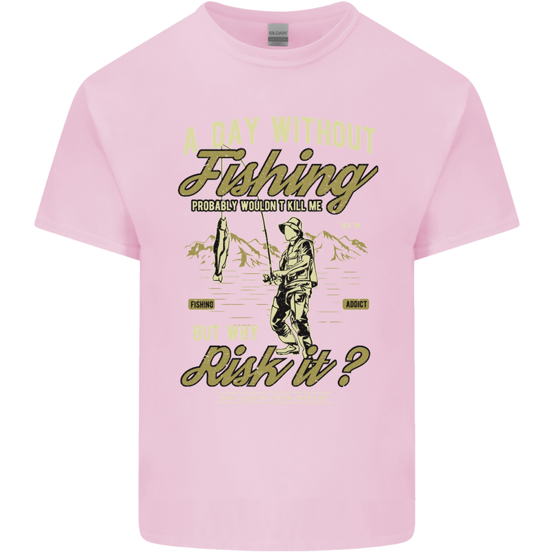 A Day Without Fishing Funny Fisherman Kids T-Shirt Childrens Light Pink