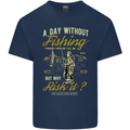A Day Without Fishing Funny Fisherman Kids T-Shirt Childrens Navy Blue