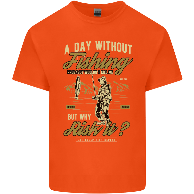 A Day Without Fishing Funny Fisherman Kids T-Shirt Childrens Orange