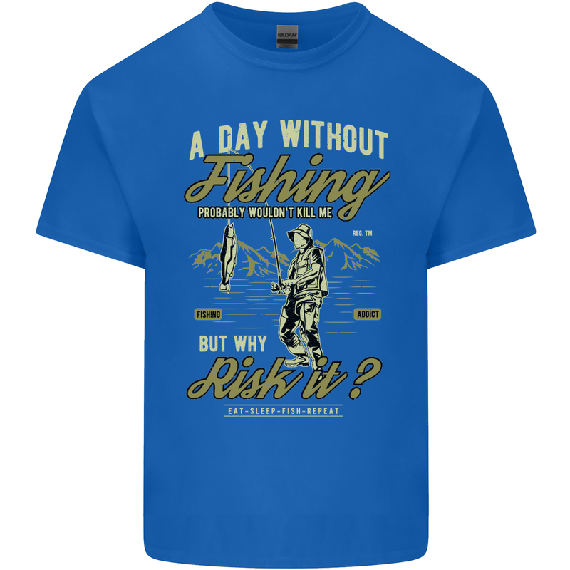 A Day Without Fishing Funny Fisherman Kids T-Shirt Childrens Royal Blue