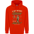 A Day Without Fishing Funny Fisherman Mens 80% Cotton Hoodie Bright Red