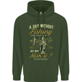 A Day Without Fishing Funny Fisherman Mens 80% Cotton Hoodie Forest Green