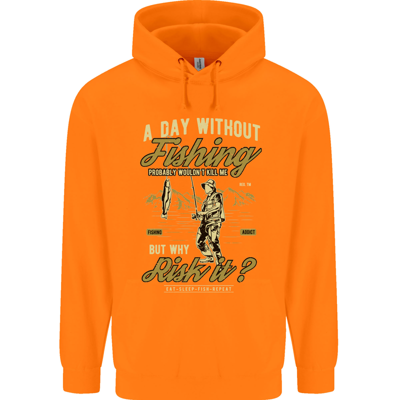 A Day Without Fishing Funny Fisherman Mens 80% Cotton Hoodie Orange