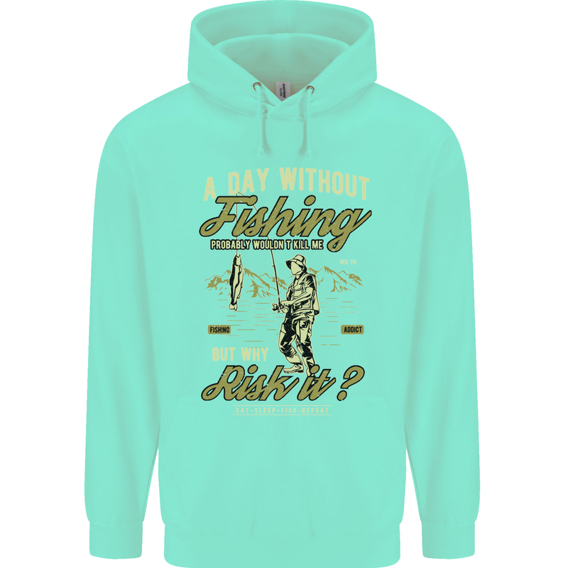 A Day Without Fishing Funny Fisherman Mens 80% Cotton Hoodie Peppermint