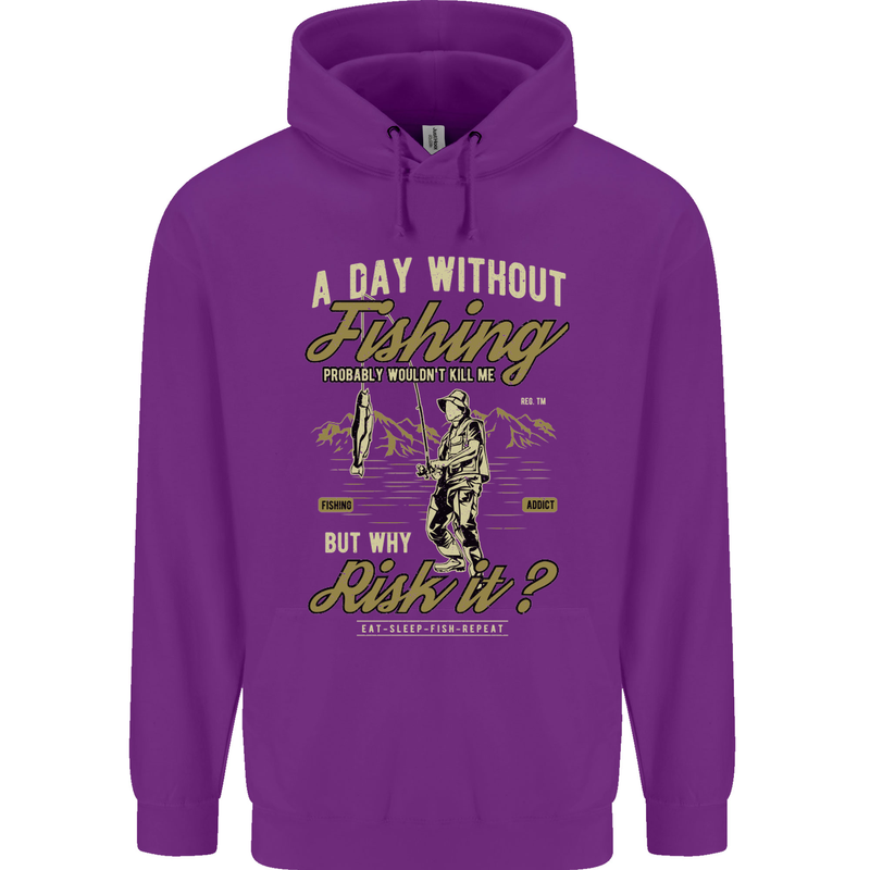 A Day Without Fishing Funny Fisherman Mens 80% Cotton Hoodie Purple