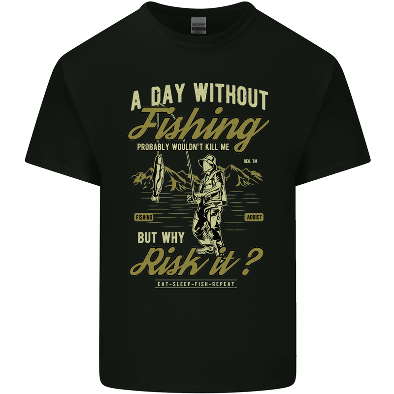 A Day Without Fishing Funny Fisherman Mens Cotton T-Shirt Tee Top Black