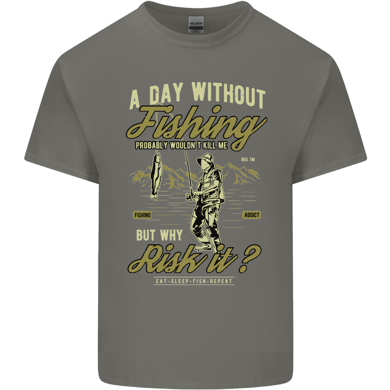 A Day Without Fishing Funny Fisherman Mens Cotton T-Shirt Tee Top Charcoal