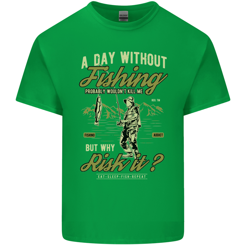 A Day Without Fishing Funny Fisherman Mens Cotton T-Shirt Tee Top Irish Green