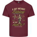 A Day Without Fishing Funny Fisherman Mens Cotton T-Shirt Tee Top Maroon