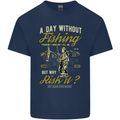 A Day Without Fishing Funny Fisherman Mens Cotton T-Shirt Tee Top Navy Blue
